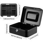 Métal Cach Box - Caisse à Monnaie - Coffre Fort + 2 Clés - 200*160*90 mm - Noir – Image 8