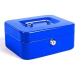 Métal Cach Box - Caisse à Monnaie - Coffre Fort + 2 Clés - 200*160*90 mm - Bleu – Image 11