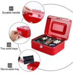 Métal Cach Box - Caisse à Monnaie - Coffre Fort + 2 Clés - 200*160*90 mm - Rouge