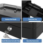 Métal Cach Box - Caisse à Monnaie - Coffre Fort + 2 Clés - 200*160*90 mm - Noir – Image 9