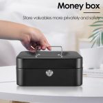 Métal Cach Box - Caisse à Monnaie - Coffre Fort + 2 Clés - 200*160*90 mm - Noir – Image 7