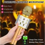 Micro karaoké Sans Fil et Haut-Parleur - Bluetooth - Rechargeable - Doré – Image 2
