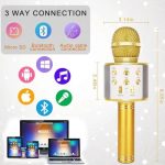 Micro karaoké Sans Fil et Haut-Parleur - Bluetooth - Rechargeable - Doré – Image 6