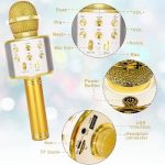 Micro karaoké Sans Fil et Haut-Parleur - Bluetooth - Rechargeable - Doré – Image 5