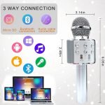 Micro karaoké Sans Fil et Haut-Parleur - Bluetooth - Rechargeable - Argent – Image 4