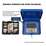 Métal Cach Box - Caisse à Monnaie - Coffre fort - Boîte De Rangement Avec 2 Clés - 250 x 200 x 90 mm - Bleu – Image 7