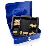 Métal Cach Box - Caisse à Monnaie - Coffre fort - Boîte De Rangement Avec 2 Clés - 250 x 200 x 90 mm - Bleu – Image 6