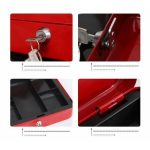 Métal Cach Box - Caisse à Monnaie - Coffre fort - Boîte De Rangement Avec 2 Clés - 250 x 200 x 90 mm - Rouge – Image 2