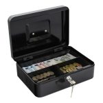 Métal Cach Box - Caisse à Monnaie - Coffre fort - Boîte De Rangement Avec 2 Clés - 250 x 200 x 90 mm - Noir