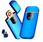 Briquet Électrique De Chargement USB - Métal - Ultra Fine - Écran Tactile - Indicateur LED - GR - Bleu