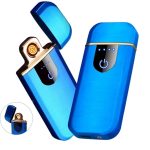 Briquet Électrique De Chargement USB - Métal - Ultra Fine - Écran Tactile - Indicateur LED - GR - Bleu