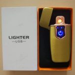 Briquet Électrique De Chargement USB - Métal - Ultra Fine - Écran Tactile - Indicateur LED - GR - Gold – Image 3