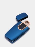 Briquet Électrique De Chargement USB - Métal - Ultra Fine - Écran Tactile - Indicateur LED - GR - Bleu – Image 5