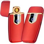 Briquet Électrique De Chargement USB - Métal - Ultra Fine - Écran Tactile - Indicateur LED - GR - Rouge – Image 2