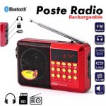 Radio Sans Fil - Rechargeable USB Ou Pile - Bluetooth - MP3 Juke H011BT - Emplacement Pour Carte Mémoire - Rouge