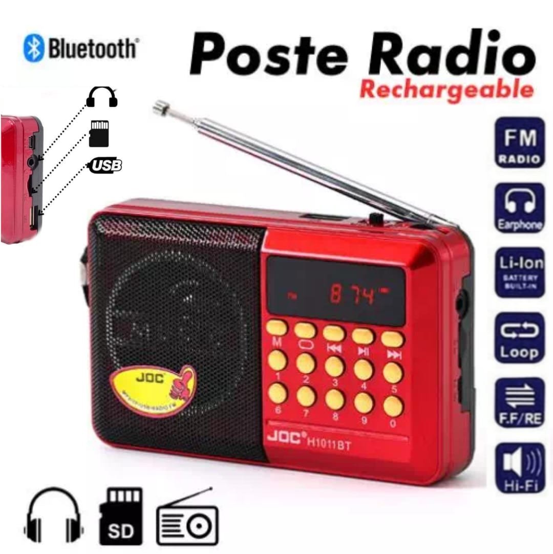 IMG-20241206-WA0017.jpg Radio Sans Fil - Rechargeable USB Ou Pile - Bluetooth - MP3 Juke H011BT - Emplacement Pour Carte Mémoire - Rouge – Image 1