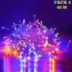 Pack De 4 Guirlande De Fête Lumineuse Décorative - Étanche - 8 Modes - 100 LED - Double Fiche - Multicoleurs - 40M