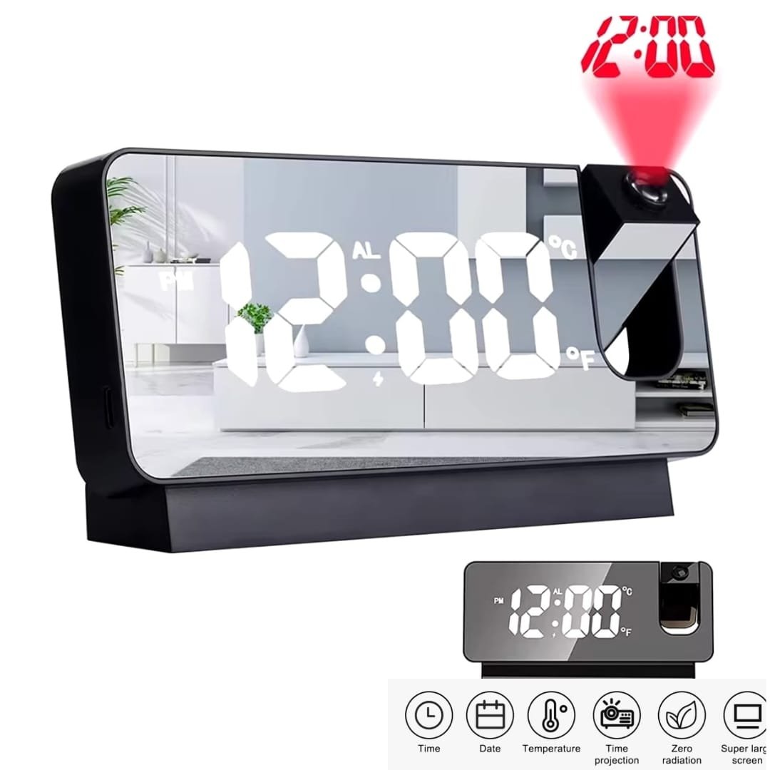 IMG-20241224-WA0035.jpg Réveil LED Rotatif à 180 Degrés- Projection Numérique-USB-Température Créative – Image 1