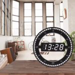 Horloge Murale Numérique Électronique Ronde - Avec Date - Alarme et Température - 12/24 Heures en Intérieur 12 Pouces