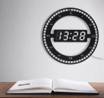 Horloge Murale Numérique Électronique Ronde - Avec Date - Alarme et Température - 12/24 Heures en Intérieur 12 Pouces – Image 4