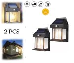 Pack De 2 Lampe Murale Solaire Avec Détecteur De Mouvement - 3 Modes D'éclairage - Étanche - Style Chalet