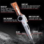Couteau pliant portable multifonction avec torche adapté au transport quotidien et au camping en plein air – Image 8