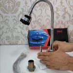 Robinet d'évier de cuisine avec bec pivotant - Plaque contemporaine en céramique chromée - Bobine - Rotation à 360°