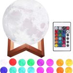 Motif Gaufré De Lune Éclairée - Lumière LED - Contrôle Tactile - Rechargeable - 7 Couleur - Avec Crochet - Télécommande