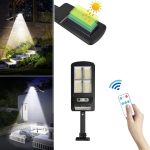 Lampadaire Solaire Extérieur - avec 3 Modes d'Éclairage - Télécommande - Détecteur de Mouvement - Étanche