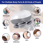 Masseur De Cuir Chevelu Sans Fil 3 en 1 Avec 96 Contacts en Silicone - 3 Modes de Pétrissage - Étanche IPX6 - Rechargeable - Blanc – Image 3