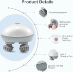 Masseur De Cuir Chevelu Sans Fil 3 en 1 Avec 96 Contacts en Silicone - 3 Modes de Pétrissage - Étanche IPX6 - Rechargeable - Blanc – Image 7