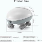 Masseur De Cuir Chevelu Sans Fil 3 en 1 Avec 96 Contacts en Silicone - 3 Modes de Pétrissage - Étanche IPX6 - Rechargeable - Blanc – Image 14