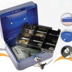 Métal Cach Box - Caisse à Monnaie - Coffre Fort + 2 Clés - 200*160*90 mm - Bleu