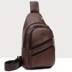 Sac à Bandoulière Multifonction Tondeuse en Cuir PU Souple et Imperméable Pour Homme  Avec Trou Pour Écouteurs - Marron – Image 2