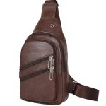 Sac à Bandoulière Multifonction Tondeuse en Cuir PU Souple et Imperméable Pour Homme  Avec Trou Pour Écouteurs - Marron – Image 5