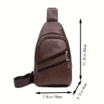 Sac à Bandoulière Multifonction Tondeuse en Cuir PU Souple et Imperméable Pour Homme  Avec Trou Pour Écouteurs - Marron – Image 13