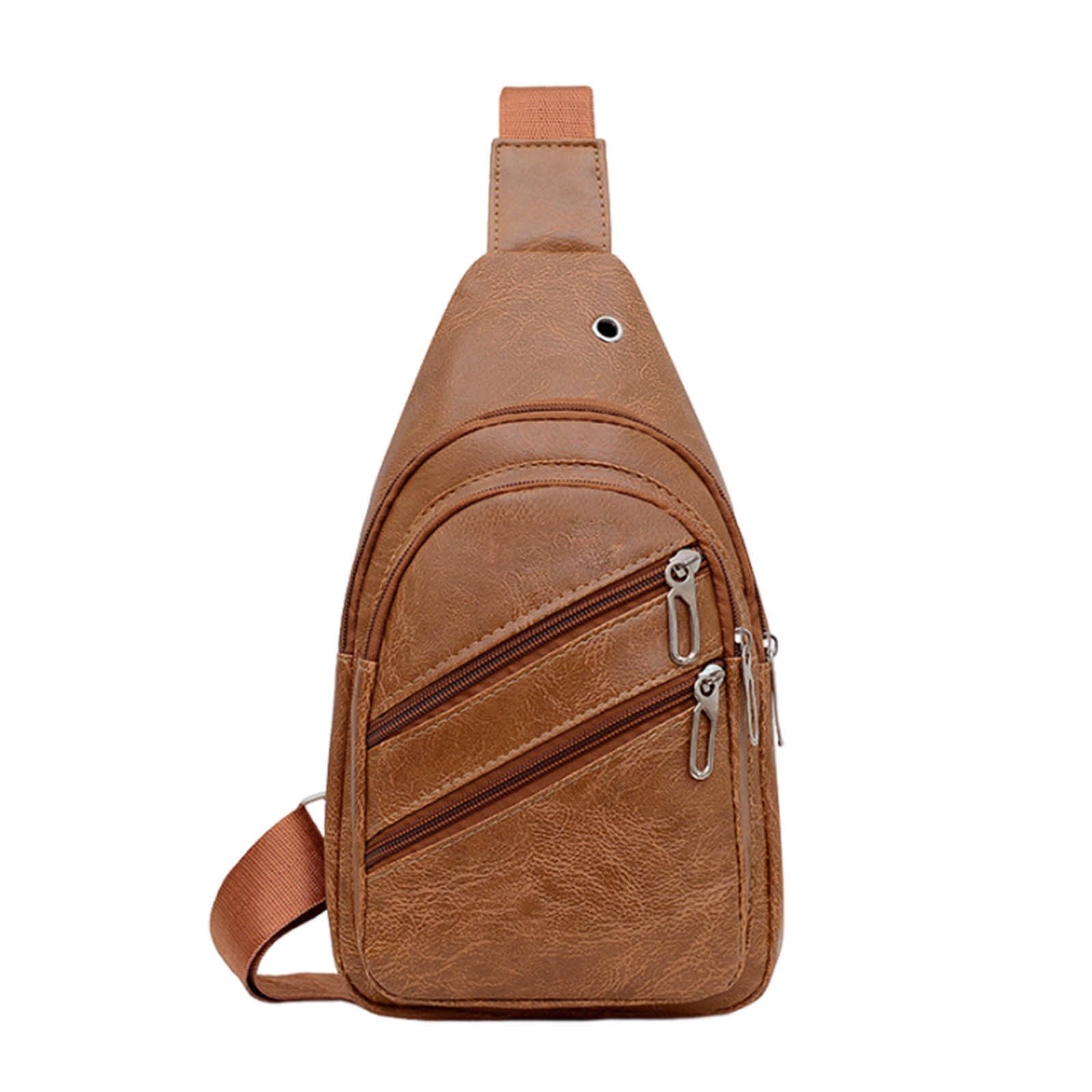 IMG-20250916-WA0076.jpg Sac à Bandoulière Multifonction Tondeuse en Cuir PU Souple et Imperméable Pour Homme Avec Trou Pour Écouteurs - Beige – Image 1