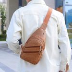 Sac à Bandoulière Multifonction Tondeuse en Cuir PU Souple et Imperméable Pour Homme  Avec Trou Pour Écouteurs - Beige – Image 6