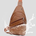Sac à Bandoulière Multifonction Tondeuse en Cuir PU Souple et Imperméable Pour Homme  Avec Trou Pour Écouteurs - Beige – Image 5