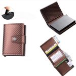 Portefeuille Avec Porte Cartes Intelligent 2en1 en Aluminium Métallique Pour Cartes De Crédit - Billets De Banque - Métal Fin - Unisexe - Marron