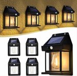 Pack De 4 Lampe Murale Solaire Avec Détecteur De Mouvement - 3 Modes D'éclairage - Étanche - Style Chalet