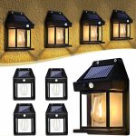 Pack De 4 Lampe Murale Solaire Avec Détecteur De Mouvement - 3 Modes D'éclairage - Étanche - Style Chalet