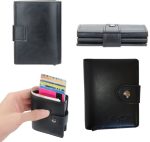 Portefeuille 2 en 1 Intelligent En Cuir Pour Cartes De Crédit – Billets De Banque – Métal Fin Pour Homme – Pliable - Noir – Image 8
