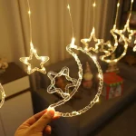 Guirlande Lumineuse Étoiles et Lune - Rideau – LED – 3 M – 8 Modes D’éclairage  – Image 2