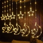 Guirlande Lumineuse Étoiles et Lune - Rideau – LED – 3 M – 8 Modes D’éclairage  – Image 5