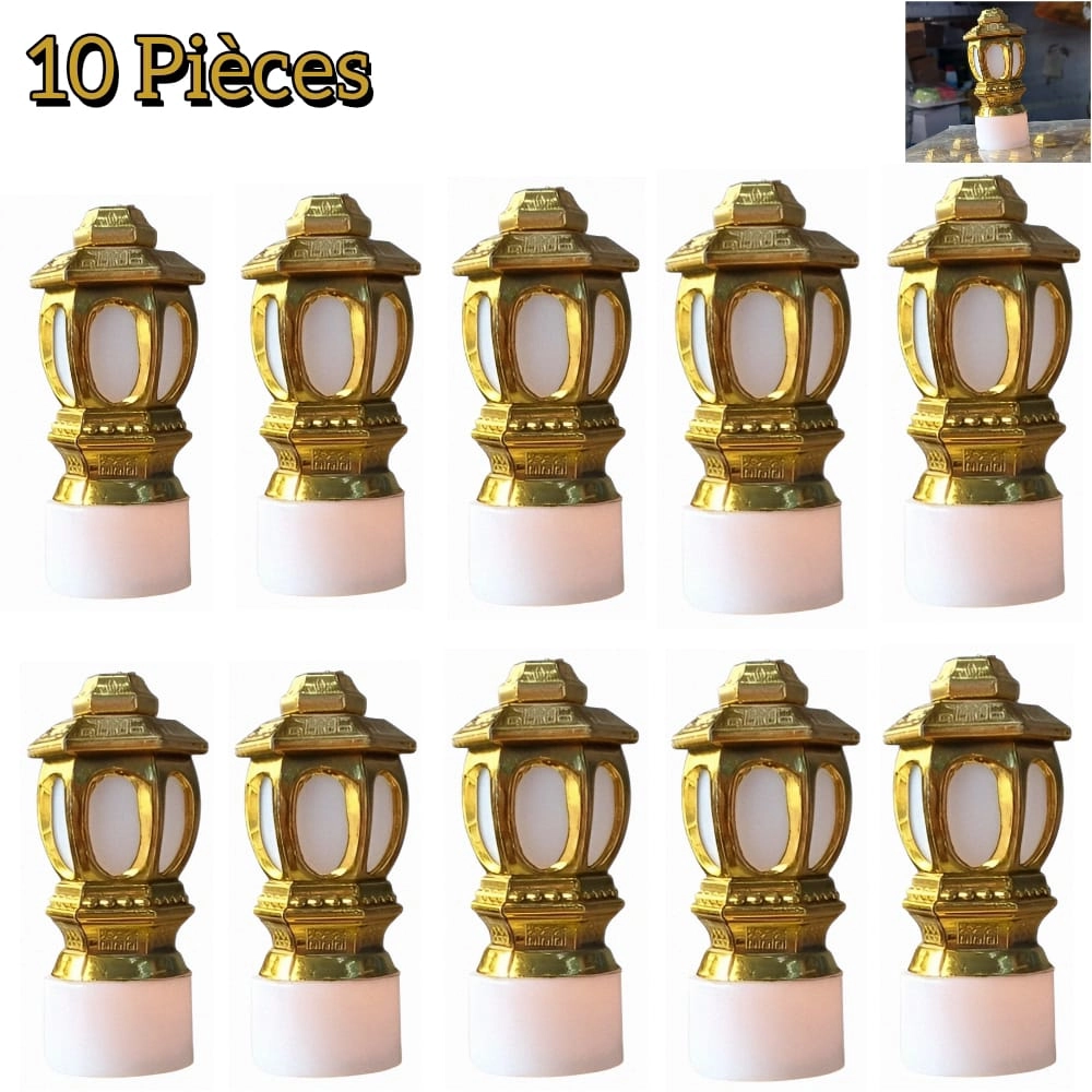 IMG-20260221-WA0025.webp Lot de 10 Lanternes LED Ramadan Dorées - Décoration Festive - Piles - Intérieure & Extérieure – Image 1