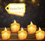 Packs De 5 Bougies Chauffe-Plat LED - Électriques Sans Fumée - Sans Flamme