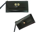 Portefeuille Femme - Cuir Cire Huile - Porte Multi Cartes - Porte Monnaie et 2 Porte Billets - Noir