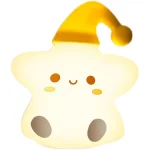 Lampe De Chevet – Design Étoile Mignon Pour Enfants – Lampe De Chevet à Détection De Lumière – Chapeau Jaune – Image 6