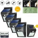 Pack de 4 Lampes Solaire Sans Fil Étanche Avec Détecteur De Mouvement 20 Led